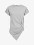 Top en maille ample asymétrique manches courtes - Gris - 1