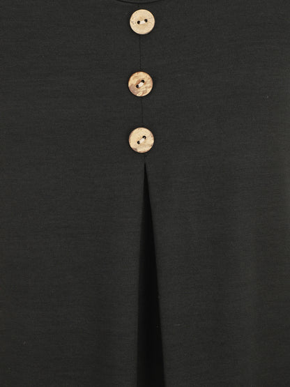 Débardeur oversize bretelles froncées et boutons - Noir - 3