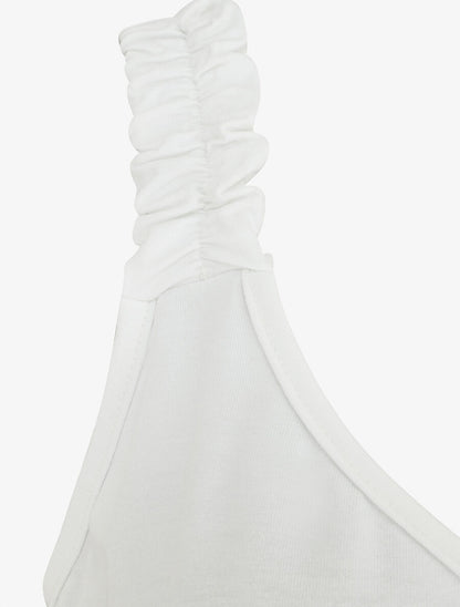 Débardeur oversize bretelles froncées et boutons - Blanc - 3