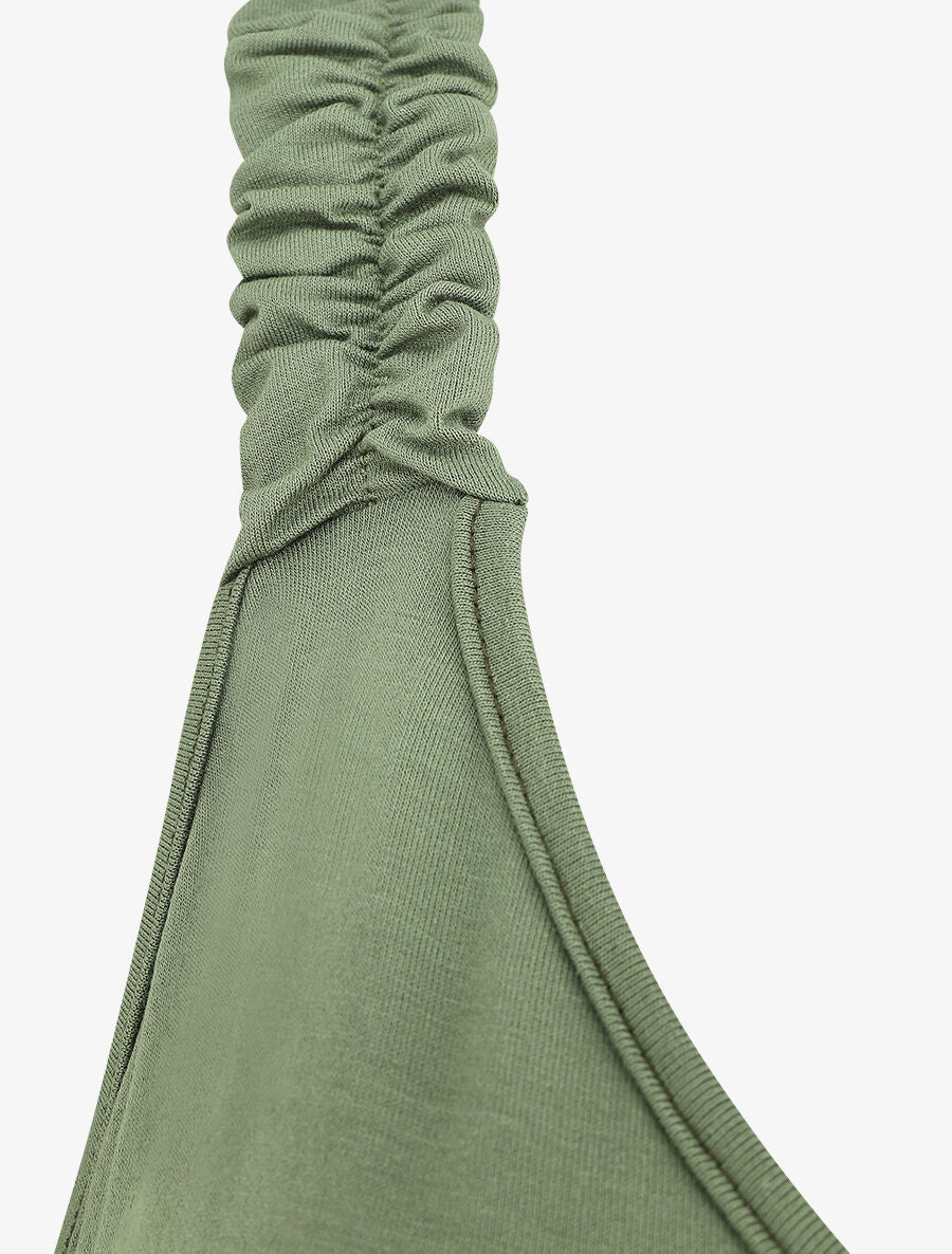 Débardeur oversize bretelles froncées et boutons - Kaki - 3