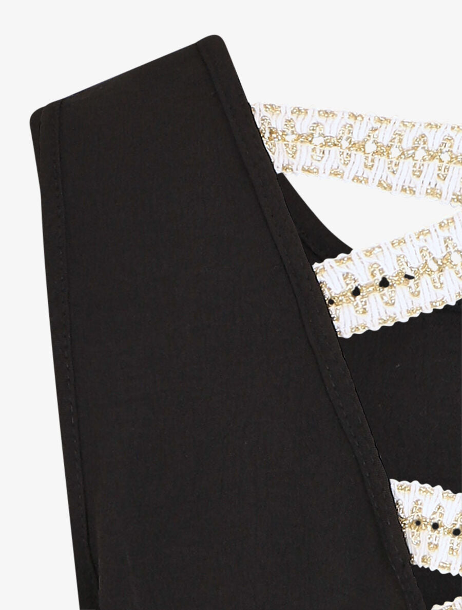 Top droit sans manches uni dos en V - Noir - 3