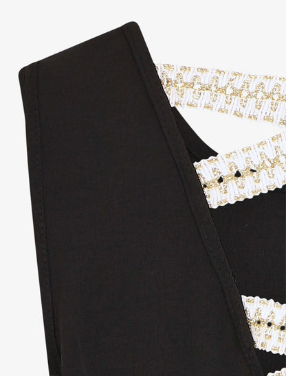 Top droit sans manches uni dos en V - Noir - 3