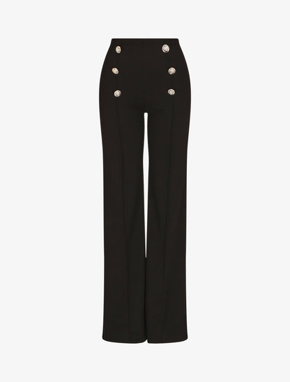 Pantalon long uni à taille haute - Noir - 4