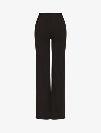 Pantalon long uni à taille haute - Noir - 2