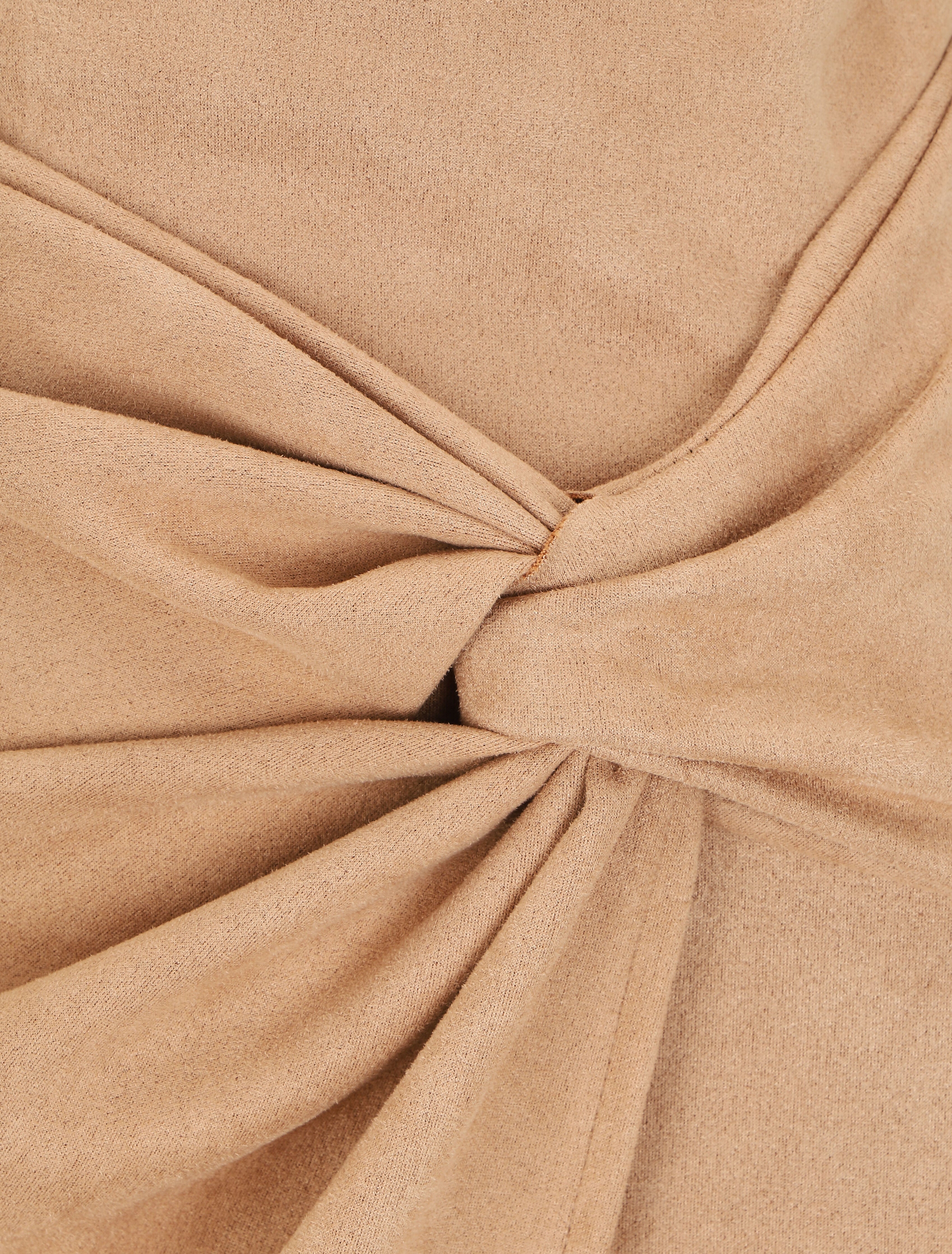 Jupe courte drapée en suédine - Beige - 3