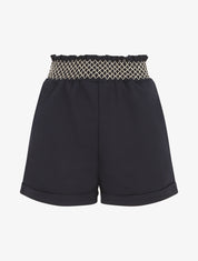 Short à taille élastiquée et à revers - Marine - 1
