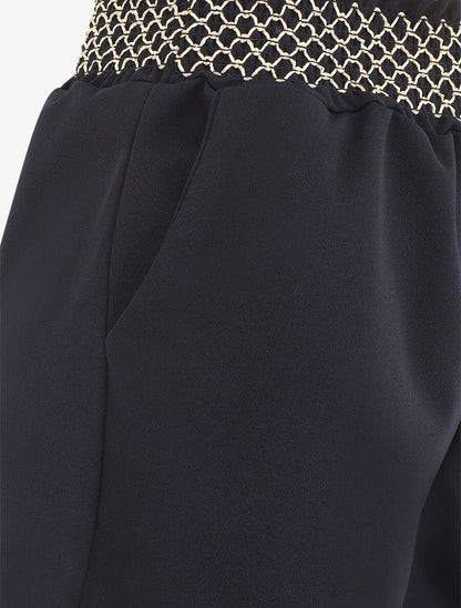 Short à taille élastiquée et à revers - Marine - 3
