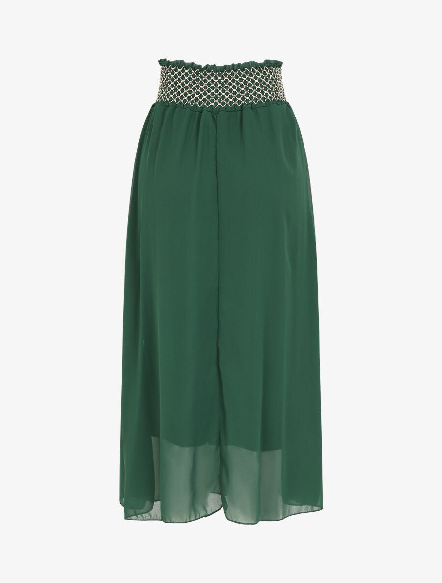 Jupe longue à taille élastiquée stylisée - Vert sapin - 2