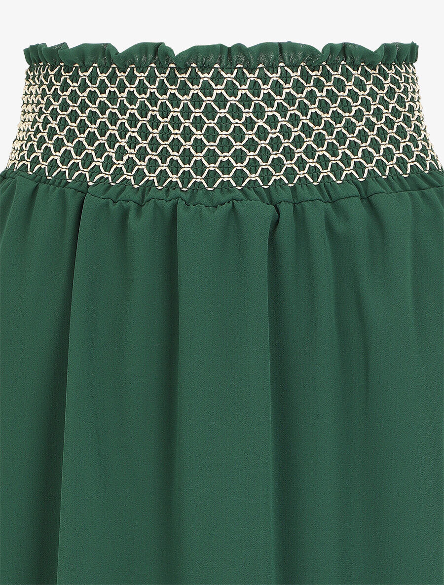 Jupe longue à taille élastiquée stylisée - Vert sapin - 3