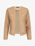 Veste droite boutonnée en simili - Beige - 1