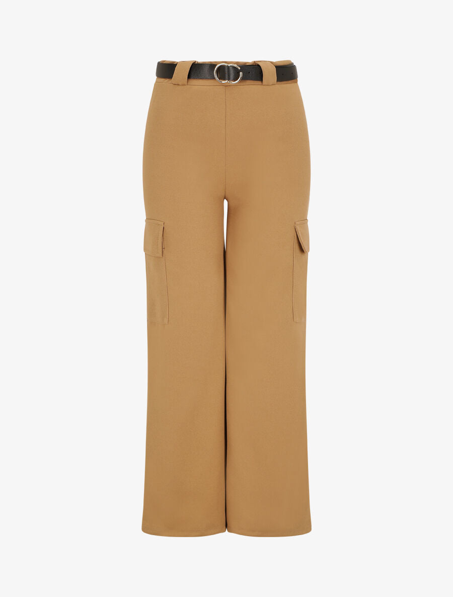 Pantalon fluide style cargo - Camel - 1