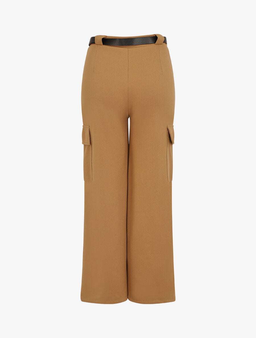 Pantalon fluide style cargo - Camel - 2