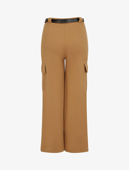 Pantalon fluide style cargo - Camel - 2