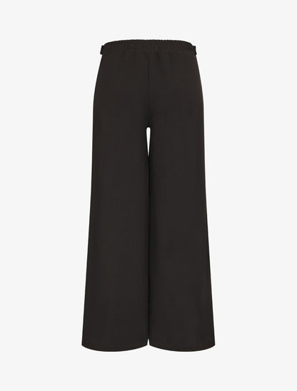 Pantalon fluide uni à boutons décoratifs - Noir - 2