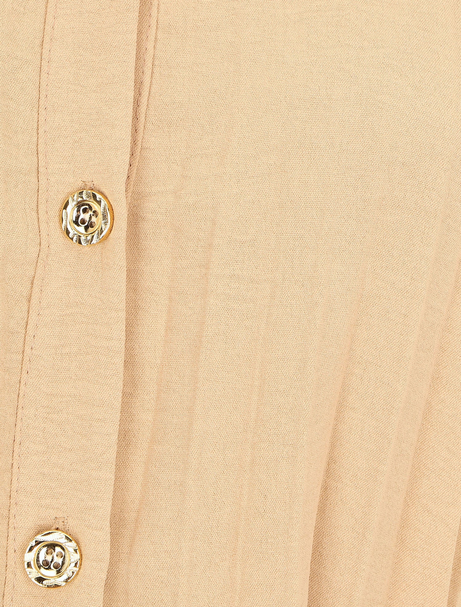 Robe chemise effet plissé à manches 3/4 - Camel - 3