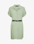 Robe chemise effet plissé à manches 3/4 - Kaki - 1