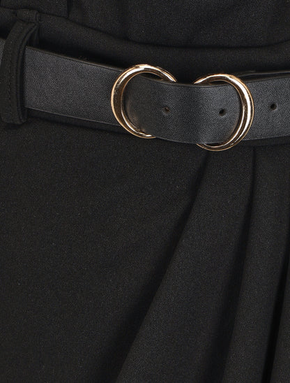 Jupe unie style portefeuille - Noir - 3