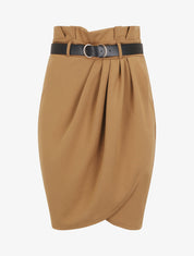 Jupe unie style portefeuille - Camel - 5