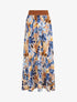 Jupe longue à imprimé feuilles tropical - Beige - 4