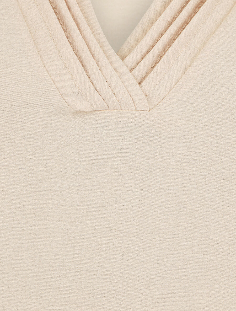 Top droit sans manches col V - Beige - 3