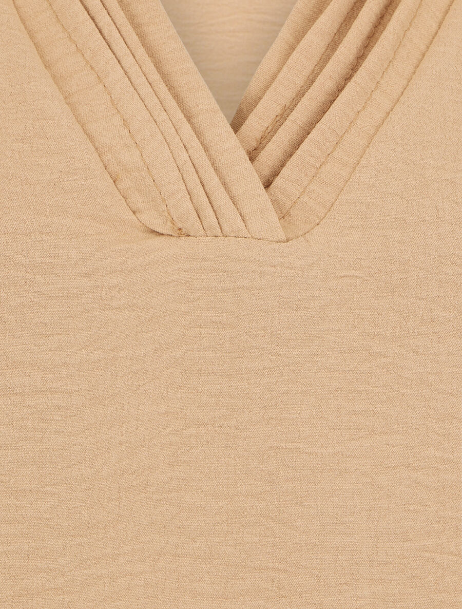 Top droit sans manches col V - Camel - 3