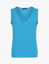 Top droit sans manches col V - Bleu turquoise - 1