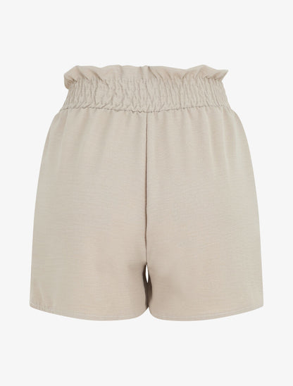 Mini short à taille élastiquée - Beige - 2