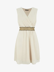 Robe sans manches taille élastiquée irisée - Beige - 5