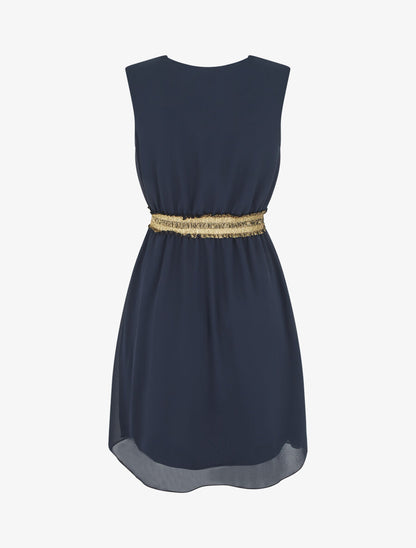 Robe sans manches taille élastiquée irisée - Marine - 2