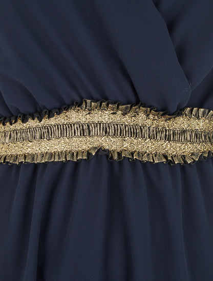 Robe sans manches taille élastiquée irisée - Marine - 3