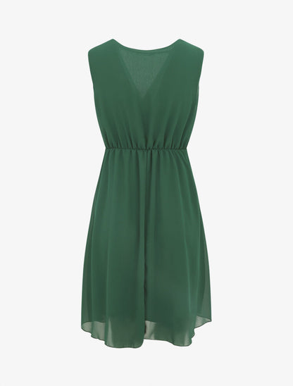 Robe fluide sans manches évasée - Vert foncé - 2