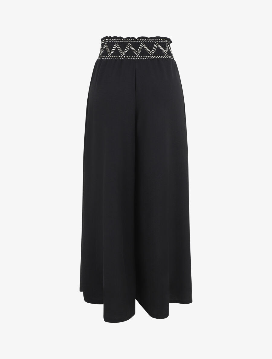 Pantalon ample à taille élastiquée - Noir - 2
