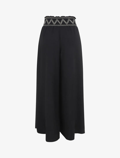 Pantalon ample à taille élastiquée - Noir - 2