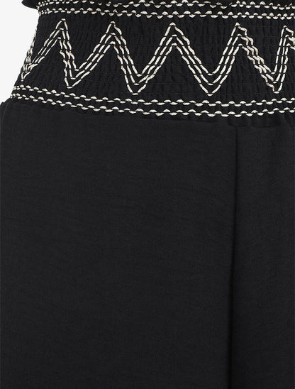 Pantalon ample à taille élastiquée - Noir - 3
