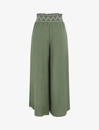 Pantalon ample à taille élastiquée - Kaki - 2