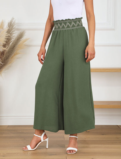 Pantalon ample à taille élastiquée - Kaki - 4