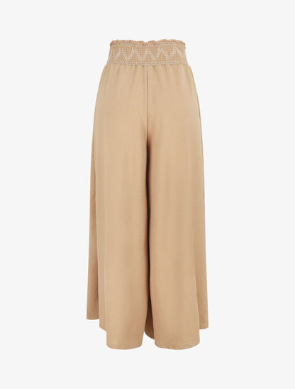 Pantalon ample à taille élastiquée - Beige - 2