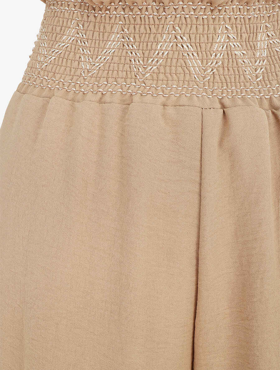 Pantalon ample à taille élastiquée - Beige - 3