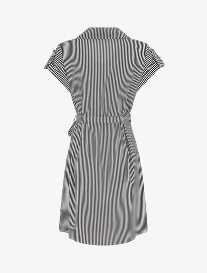 Robe chemise imprimé rayures - Noir - 2