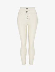 Pantalon ciré slim taille haute - Beige - 5