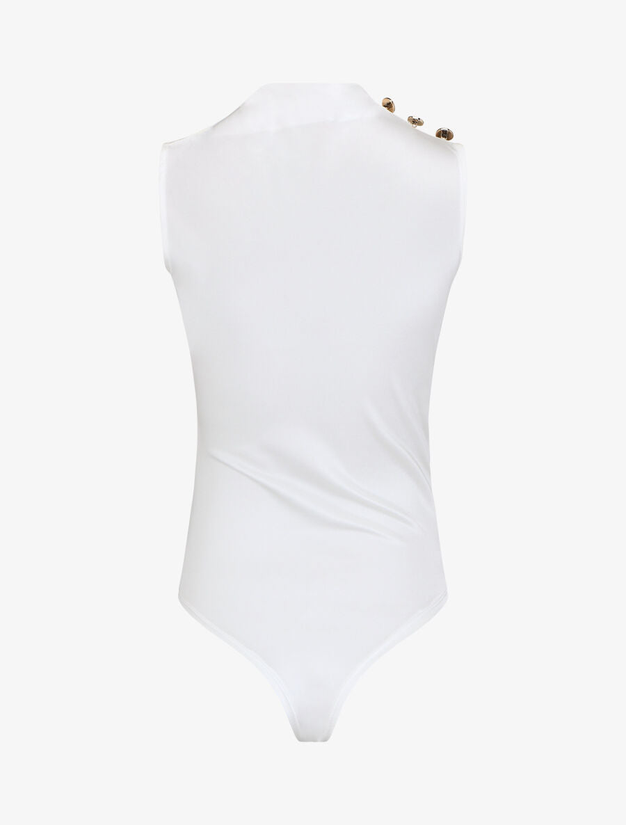 Body sans manches satiné et drapé - Blanc - 2