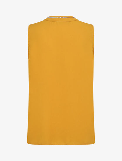 Top sans manches en voile avec bijou - Jaune moutarde - 2