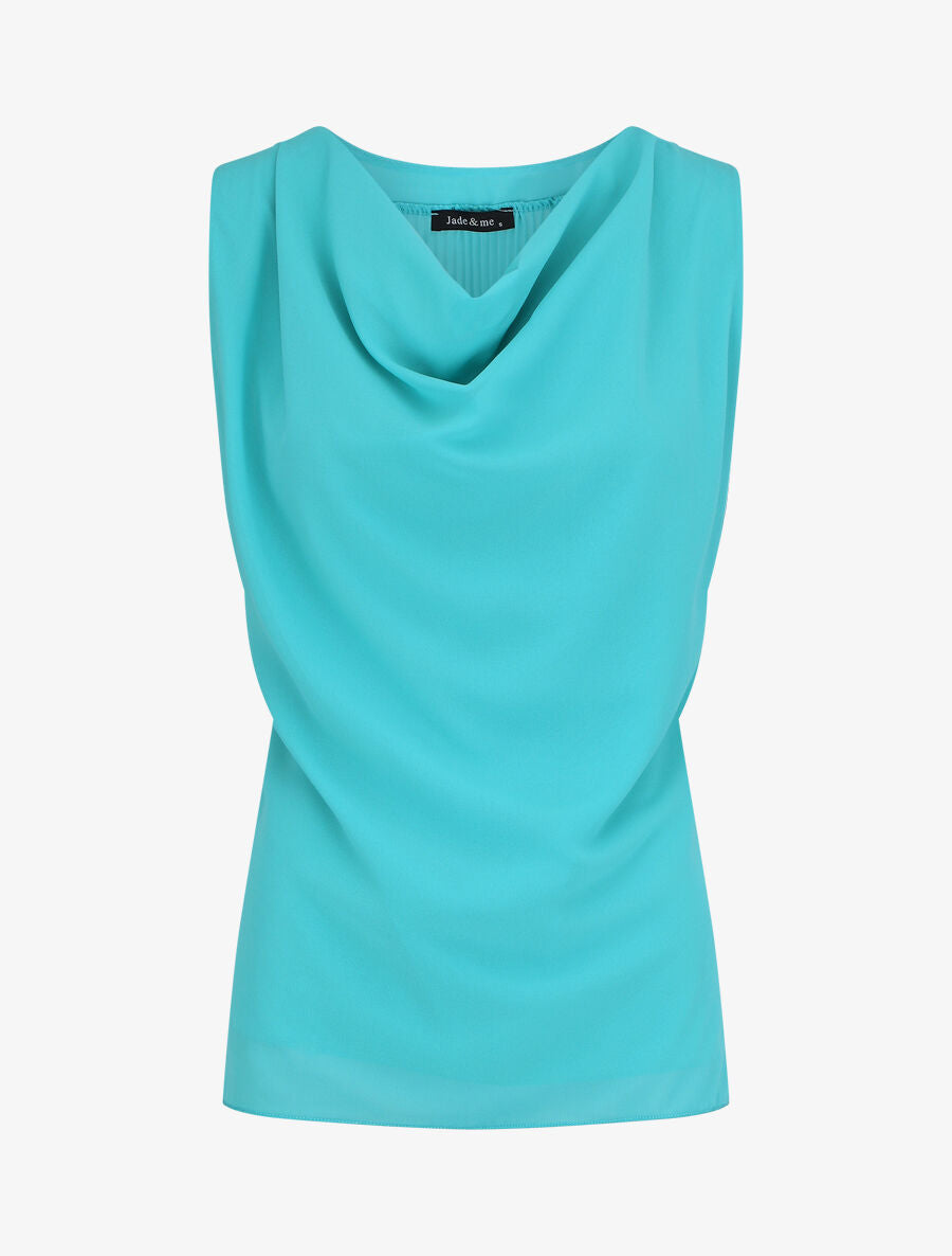 Top sans manches col bénitier et dos plissé - Turquoise - 5