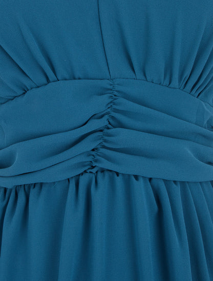 Robe courte unie - Bleu canard - 3