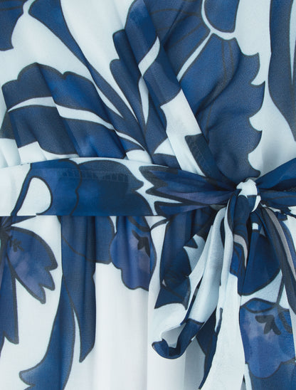 Robe imprimé fleurs et dos en V - Marine - 3