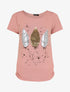 Top uni en maille fine à motif plumes irisées - Rose - 1