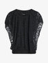 Blouse unie à broderies - Noir - 4