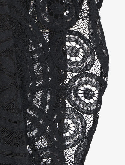Blouse unie à broderies - Noir - 3