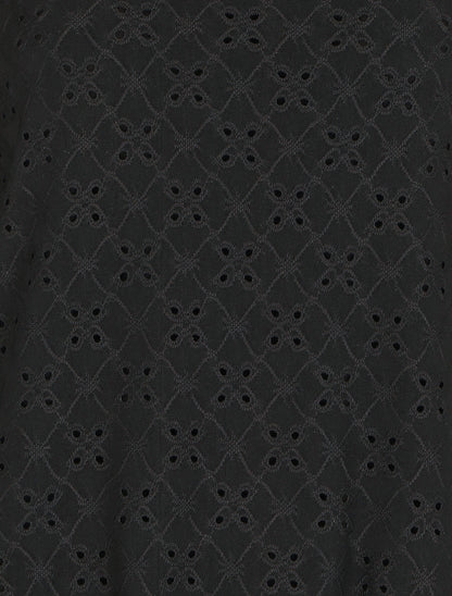 Top à manches volantées et broderies - Noir - 3