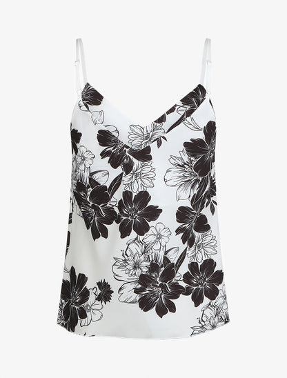 Caraco droit satiné imprimé floral - Blanc - 2